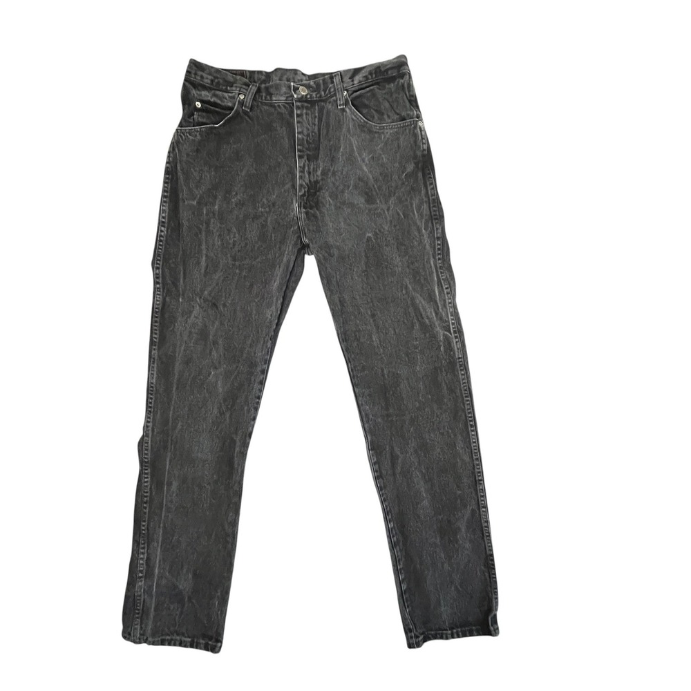 Wrangler Regular Fit Jeans Mens 36x34 Black Washed‎ Denim Cotton Workwear